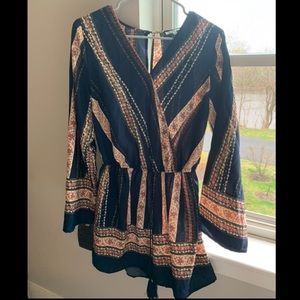 Patterned Long Sleeve Romper